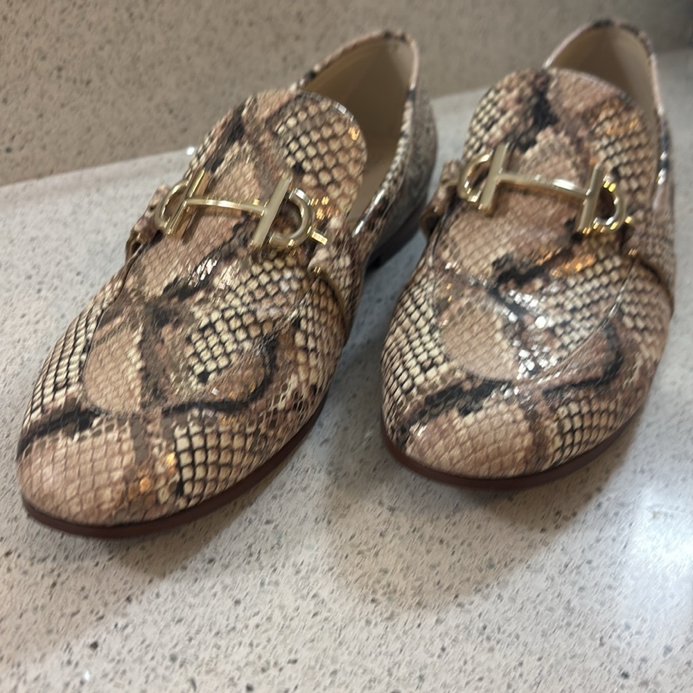COLE HAAN Modern Classics Bit Loafer Python Rama Printed Leather Flat Shoes 10 - Picture 3 of 6